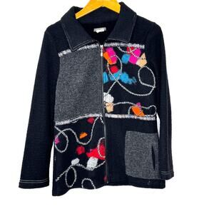 Dolcezza wool zip jacket Art to Wear XS black/grey‎